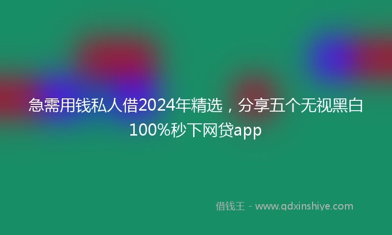 急需用钱私人借2024年精选，分享五个无视黑白100%秒下网贷app
