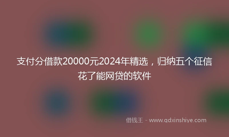 支付分借款20000元2024年精选，归纳五个征信花了能网贷的软件