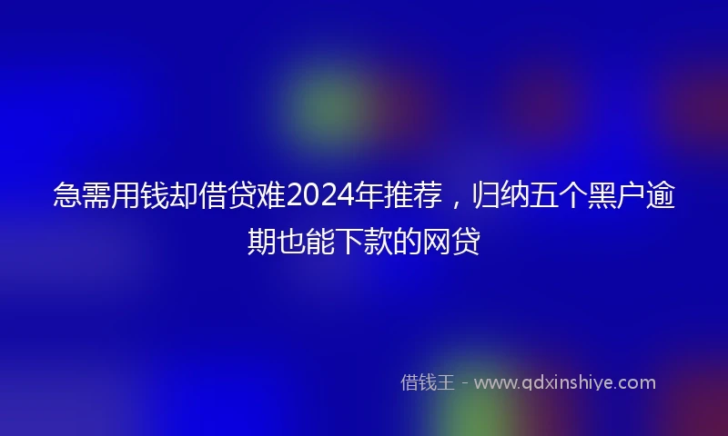 急需用钱却借贷难2024年推荐，归纳五个黑户逾期也能下款的网贷