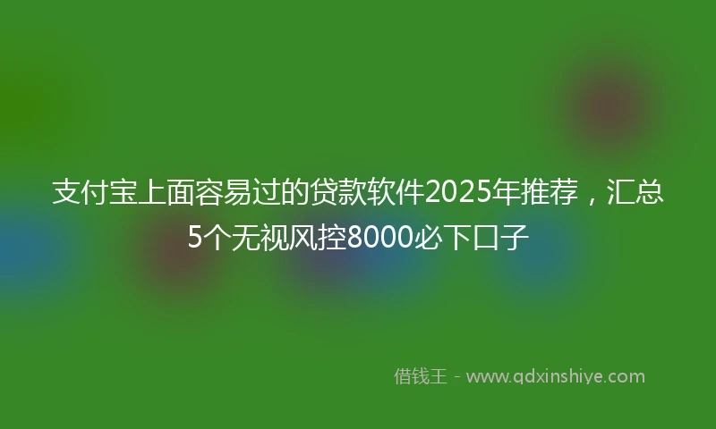 支付宝上面容易过的贷款软件2025年推荐，汇总5个无视风控8000必下口子