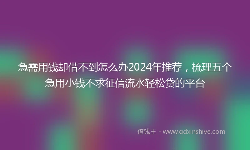急需用钱却借不到怎么办2024年推荐，梳理五个急用小钱不求征信流水轻松贷的平台