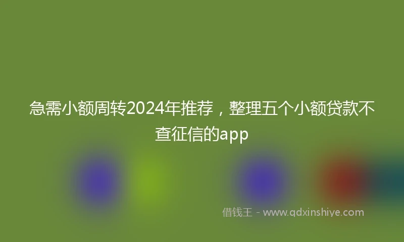 急需小额周转2024年推荐，整理五个小额贷款不查征信的app