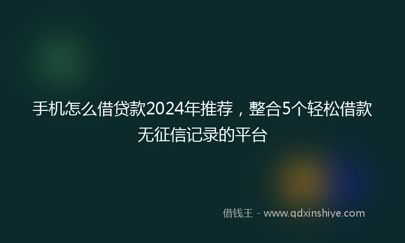 手机怎么借贷款2024年推荐，整合5个轻松借款无征信记录的平台