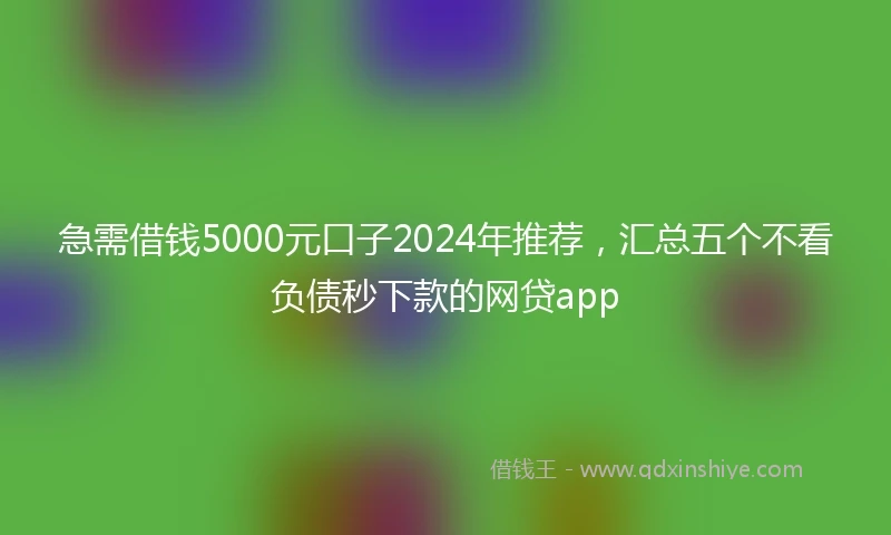 急需借钱5000元口子2024年推荐，汇总五个不看负债秒下款的网贷app