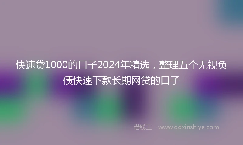 快速贷1000的口子2024年精选，整理五个无视负债快速下款长期网贷的口子