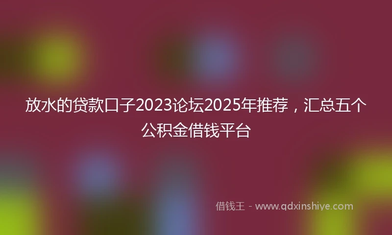 放水的贷款口子2023论坛2025年推荐，汇总五个公积金借钱平台