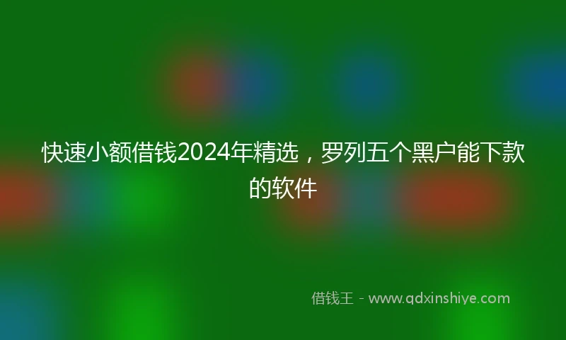 快速小额借钱2024年精选，罗列五个黑户能下款的软件