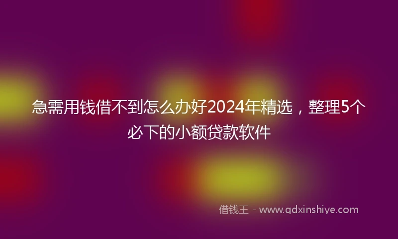 急需用钱借不到怎么办好2024年精选，整理5个必下的小额贷款软件