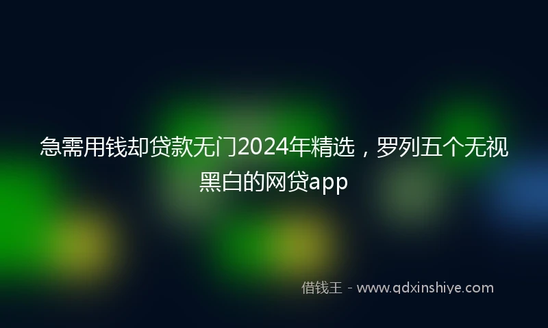 急需用钱却贷款无门2024年精选，罗列五个无视黑白的网贷app