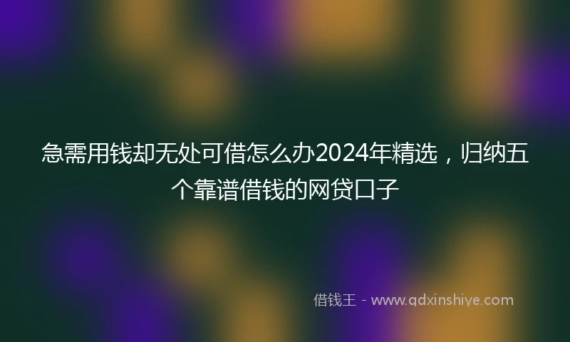 急需用钱却无处可借怎么办2024年精选，归纳五个靠谱借钱的网贷口子