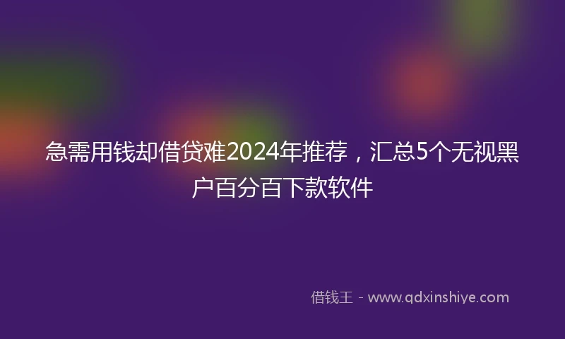 急需用钱却借贷难2024年推荐，汇总5个无视黑户百分百下款软件