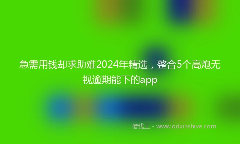 急需用钱却求助难2024年精选，整合5个高炮无视逾期能下的app