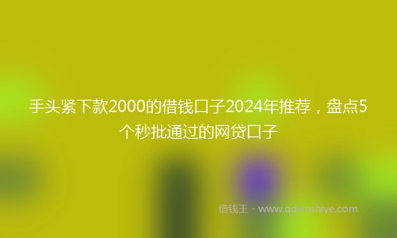 手头紧下款2000的借钱口子2024年推荐，盘点5个秒批通过的网贷口子