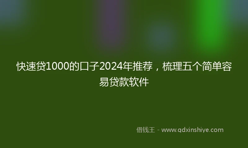 快速贷1000的口子2024年推荐，梳理五个简单容易贷款软件
