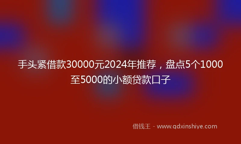 手头紧借款30000元2024年推荐，盘点5个1000至5000的小额贷款口子