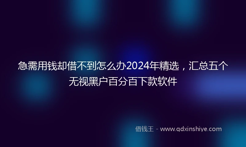 急需用钱却借不到怎么办2024年精选，汇总五个无视黑户百分百下款软件