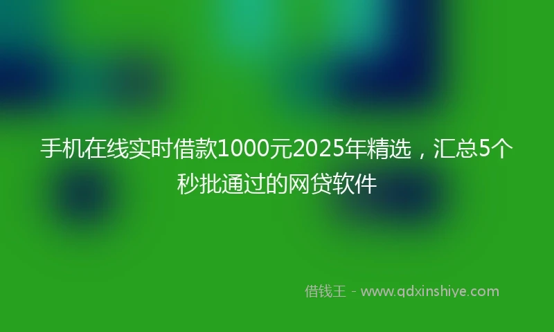 手机在线实时借款1000元2025年精选，汇总5个秒批通过的网贷软件