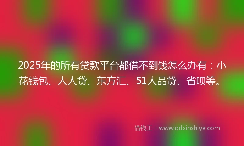 2025年的所有贷款平台都借不到钱怎么办有：小花钱包、人人贷、东方汇、51人品贷、省呗等。