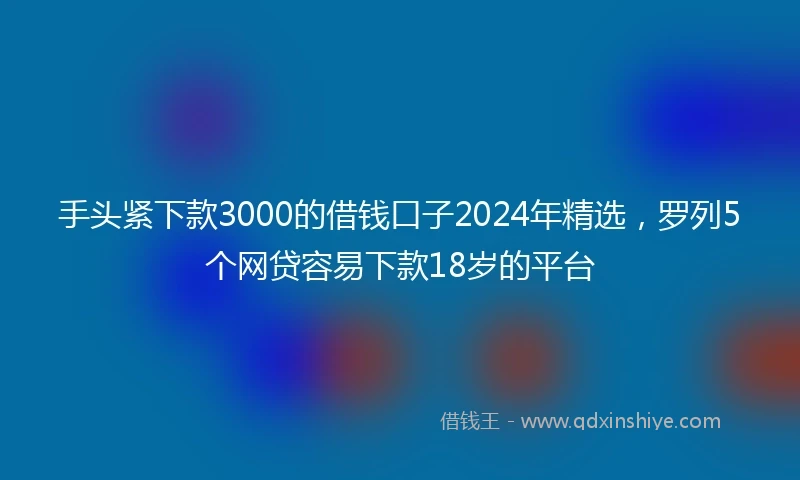 手头紧下款3000的借钱口子2024年精选，罗列5个网贷容易下款18岁的平台