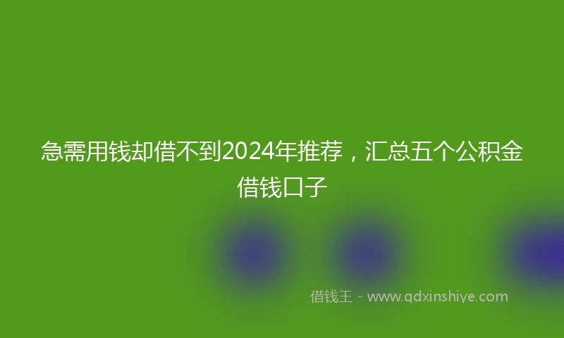 急需用钱却借不到2024年推荐，汇总五个公积金借钱口子