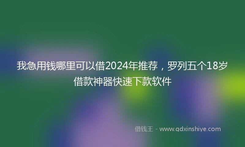 我急用钱哪里可以借2024年推荐，罗列五个18岁借款神器快速下款软件