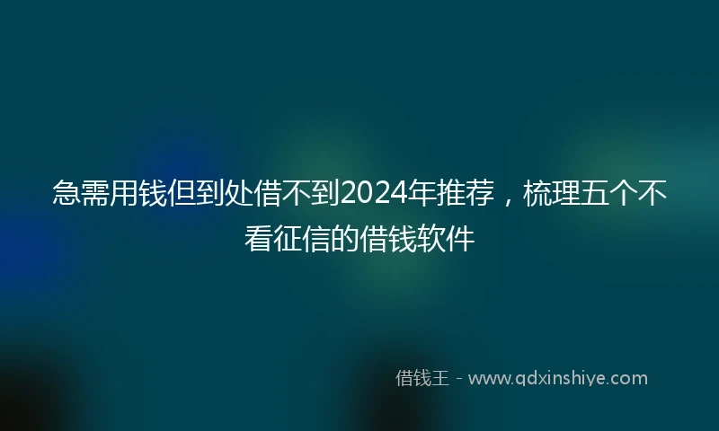 急需用钱但到处借不到2024年推荐，梳理五个不看征信的借钱软件