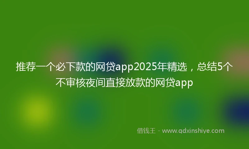 推荐一个必下款的网贷app2025年精选，总结5个不审核夜间直接放款的网贷app