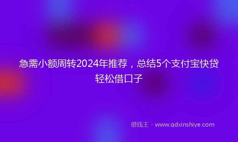 急需小额周转2024年推荐，总结5个支付宝快贷轻松借口子