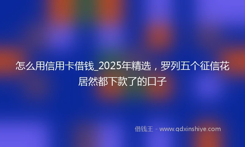 怎么用信用卡借钱_2025年精选，罗列五个征信花居然都下款了的口子