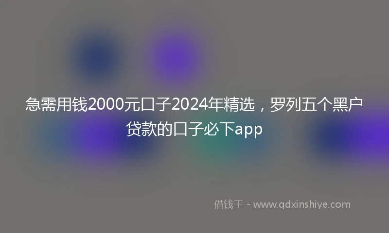 急需用钱2000元口子2024年精选，罗列五个黑户贷款的口子必下app