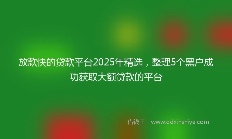 放款快的贷款平台2025年精选，整理5个黑户成功获取大额贷款的平台