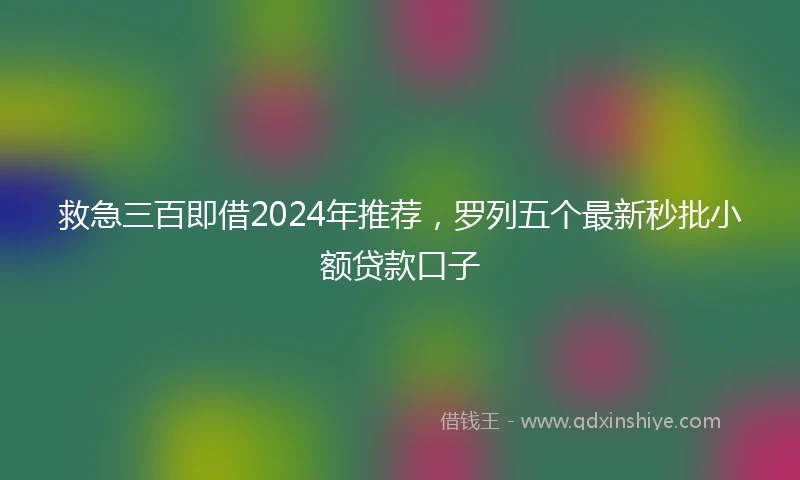 救急三百即借2024年推荐，罗列五个最新秒批小额贷款口子