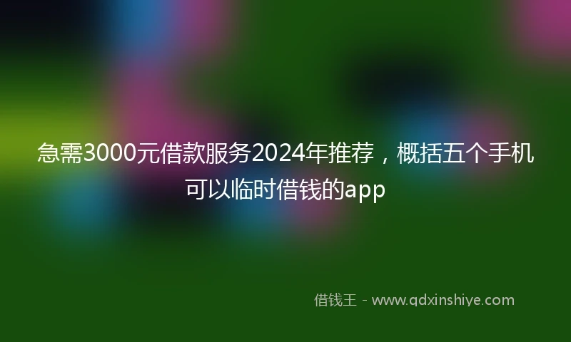 急需3000元借款服务2024年推荐，概括五个手机可以临时借钱的app