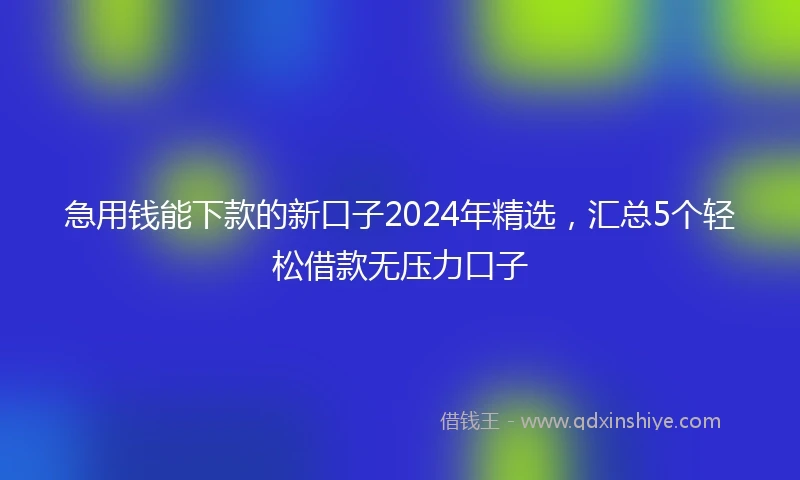 急用钱能下款的新口子2024年精选，汇总5个轻松借款无压力口子