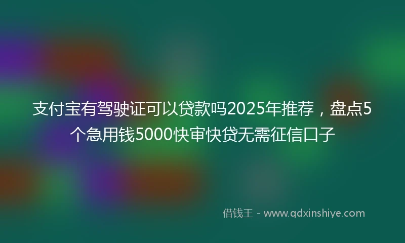 支付宝有驾驶证可以贷款吗2025年推荐，盘点5个急用钱5000快审快贷无需征信口子