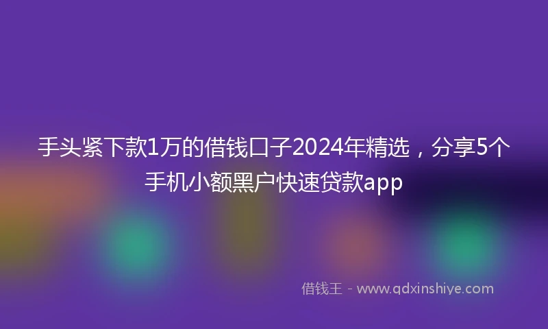 手头紧下款1万的借钱口子2024年精选，分享5个手机小额黑户快速贷款app