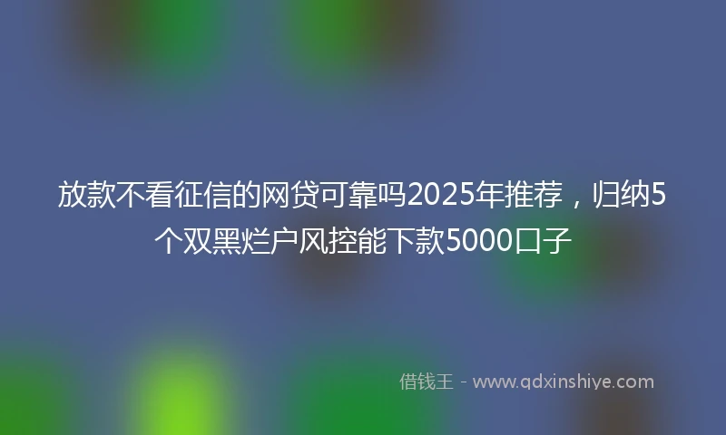 放款不看征信的网贷可靠吗2025年推荐，归纳5个双黑烂户风控能下款5000口子