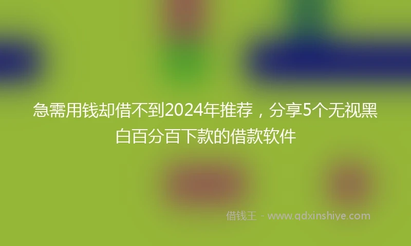 急需用钱却借不到2024年推荐，分享5个无视黑白百分百下款的借款软件