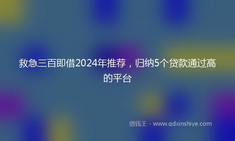 救急三百即借2024年推荐，归纳5个贷款通过高的平台