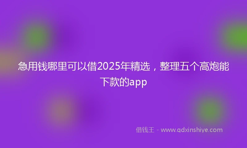 急用钱哪里可以借2025年精选，整理五个高炮能下款的app