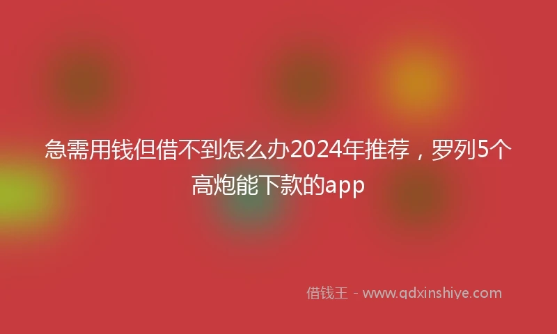 急需用钱但借不到怎么办2024年推荐，罗列5个高炮能下款的app