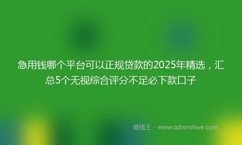 急用钱哪个平台可以正规贷款的2025年精选，汇总5个无视综合评分不足必下款口子