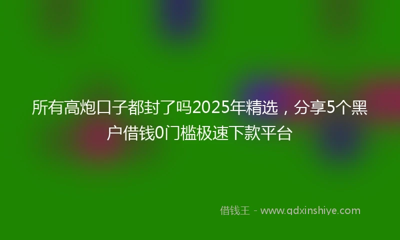 所有高炮口子都封了吗2025年精选，分享5个黑户借钱0门槛极速下款平台