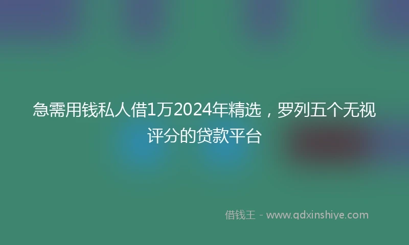 急需用钱私人借1万2024年精选，罗列五个无视评分的贷款平台