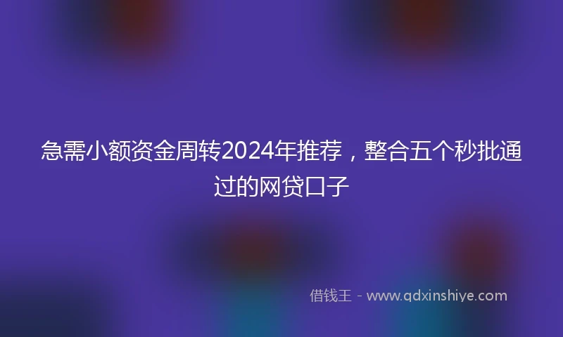 急需小额资金周转2024年推荐，整合五个秒批通过的网贷口子