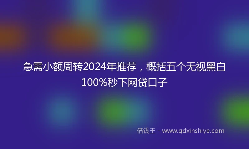 急需小额周转2024年推荐，概括五个无视黑白100%秒下网贷口子