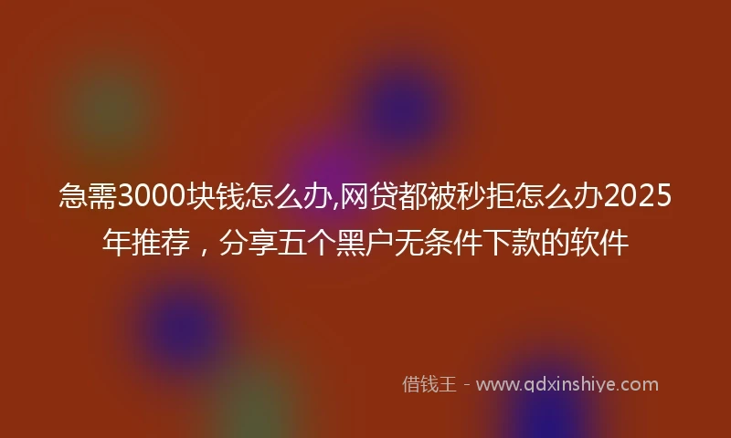 急需3000块钱怎么办,网贷都被秒拒怎么办2025年推荐，分享五个黑户无条件下款的软件