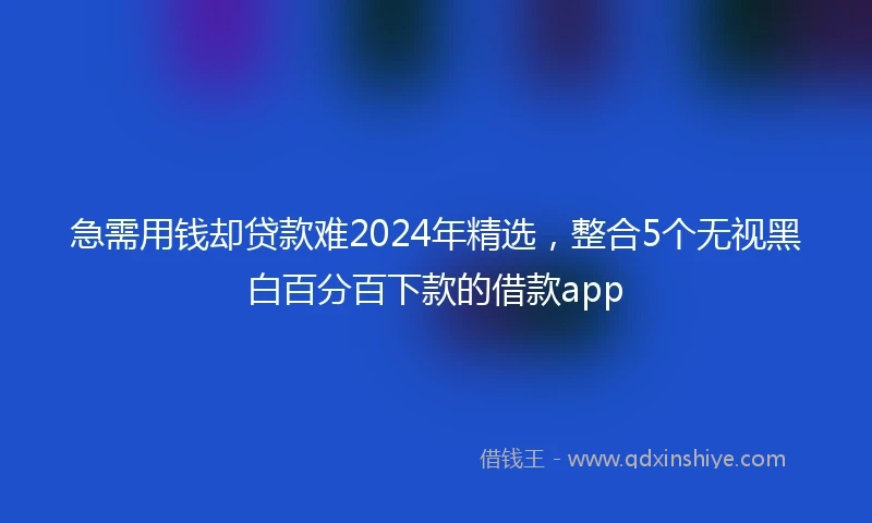 急需用钱却贷款难2024年精选，整合5个无视黑白百分百下款的借款app