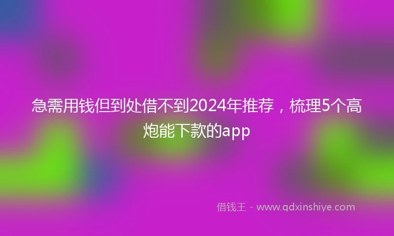 急需用钱但到处借不到2024年推荐，梳理5个高炮能下款的app