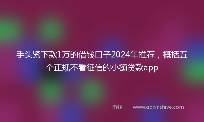 手头紧下款1万的借钱口子2024年推荐，概括五个正规不看征信的小额贷款app